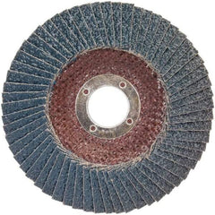 Norton - 60 Grit, 7" Disc Diam, 7/8" Center Hole, Type 29 Zirconia Alumina Flap Disc - 8,500 Max RPM, Plastic Backing, Arbor Attaching System, Coated - Exact Tool & Supply