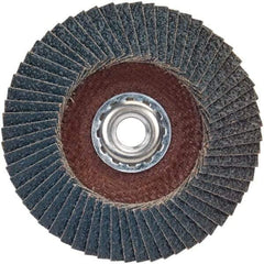 Norton - 80 Grit, 7" Disc Diam, 5/8-11 Center Hole, Type 29 Zirconia Alumina Flap Disc - 8,500 Max RPM, Plastic Backing, Arbor Attaching System, Coated - Exact Tool & Supply