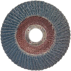 Norton - 36 Grit, 7" Disc Diam, 7/8" Center Hole, Type 29 Zirconia Alumina Flap Disc - 8,500 Max RPM, Plastic Backing, Arbor Attaching System, Coated - Exact Tool & Supply