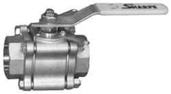 Sharpe Valves - 1/2" Pipe, Full Port, Carbon Steel Fire Safe Ball Valve - 3 Piece, Inline - One Way Flow, FNPT x FNPT Ends, Locking Lever Handle, 1,000 WOG, 125 WSP - Exact Tool & Supply