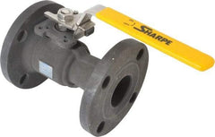 Sharpe Valves - 2" Pipe, Standard Port, Carbon Steel Standard Ball Valve - 1 Piece, Inline - One Way Flow, Flanged x Flanged Ends, Locking Lever Handle, 300 WOG, 150 WSP - Exact Tool & Supply