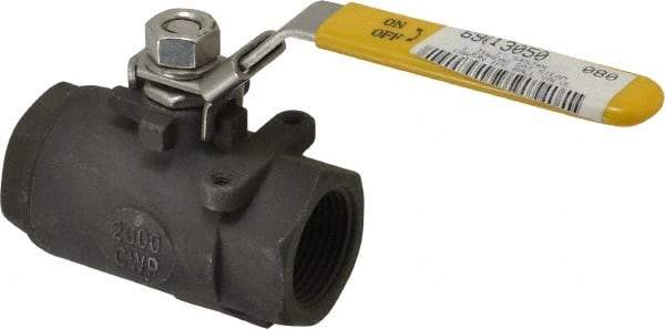 Sharpe Valves - 1" Pipe, Standard Port, Carbon Steel Steam Service Ball Valve - 1 Piece, Inline - One Way Flow, FNPT x FNPT Ends, Locking Lever Handle, 2,000 WOG, 250 WSP - Exact Tool & Supply