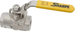 Sharpe Valves - 1/4" Pipe, Standard Port, Stainless Steel Steam Service Ball Valve - 1 Piece, Inline - One Way Flow, FNPT x FNPT Ends, Locking Lever Handle, 2,000 WOG, 250 WSP - Exact Tool & Supply