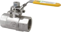 Sharpe Valves - 1-1/4" Pipe, Standard Port, Stainless Steel Steam Service Ball Valve - 1 Piece, Inline - One Way Flow, FNPT x FNPT Ends, Locking Lever Handle, 1,500 WOG, 250 WSP - Exact Tool & Supply