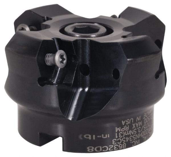 Kennametal - 5" Cut Diam, 1" Arbor Hole, 4.5mm Max Depth of Cut, 45° Indexable Chamfer & Angle Face Mill - 8 Inserts, HNGJ 0905ANENLD Insert, Right Hand Cut, 8 Flutes, Series KSHR - Exact Tool & Supply