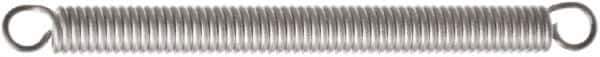 Associated Spring Raymond - 20mm OD, 244.07 N Max Load, 146.4mm Max Ext Len, Stainless Steel Extension Spring - 23.32 Lb/In Rating, 8.26 Lb Init Tension, 95.8mm Free Length - Exact Tool & Supply