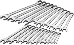 SK - 23 Piece, 8mm to 32mm, 12 Point Combination Wrench Set - Metric Measurement Standard, Chrome Finish, Comes in Rack - Exact Tool & Supply
