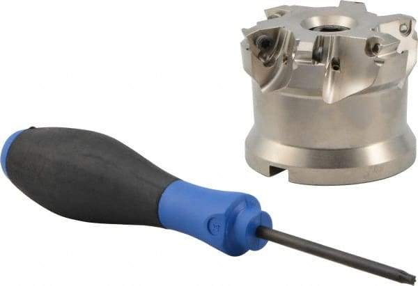 Seco - 6 Inserts, 2-1/2" Cutter Diam, 0.0709" Max Depth of Cut, Indexable High-Feed Face Mill - 3/4" Arbor Hole Diam, 218.19-160.. Inserts - Exact Tool & Supply