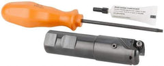 Kennametal - 1-1/4" Cutting Diam, 1" Shank Diam, 1-1/4" Max Depth of Cut, Straight Shank Indexable Copy End Mill - 2 Inserts, RN.J 1204M0.. Insert, KDR Toolholder, Through Coolant - Exact Tool & Supply