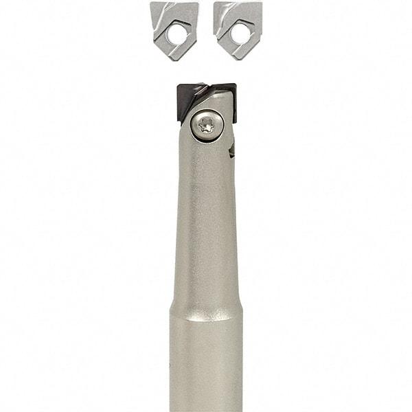 Iscar - 5/8" Cut Diam, 5/8" Shank Diam, 5.1" OAL, Indexable Square Shoulder End Mill - H.. QF Inserts, Cylindrical Shank, Series BallPlus - Exact Tool & Supply