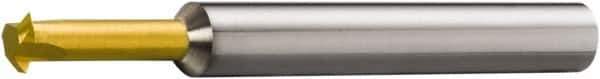 Sandvik Coromant - 16 to 50 TPI, 0.5mm to 1.5mm Pitch, Single Profile Thread Mill - 0.2283" Cut Diam, 1/4" Shank Diam, 3 Flute, 0.1378" Neck Diam, 0.5906" Neck Length, 2.2835" OAL, TiAlN+TiN Finish - Exact Tool & Supply