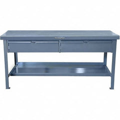 Strong Hold - Stationary Work Benches, Tables Type: Work Table with Drawer Top Material: 7 Gauge Steel - Exact Tool & Supply