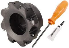 Kennametal - 5" Cut Diam, 1-1/2" Arbor Hole, 4.45mm Max Depth of Cut, 30° Indexable Chamfer & Angle Face Mill - 8 Inserts, HNGJ 0604... Insert, Right Hand Cut, 8 Flutes, Through Coolant, Series Dodeka Mini HD - Exact Tool & Supply