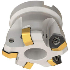Iscar - 1-1/2" Cut Diam, 1/2" Arbor Hole, 0.08" Max Depth of Cut, 30° Indexable Chamfer & Angle Face Mill - 5 Inserts, H600 WXCU 05T3 Insert, Right Hand Cut, 5 Flutes, Series Helido - Exact Tool & Supply