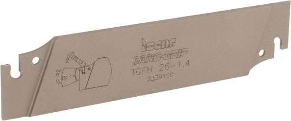 Iscar - 1.0236" Blade Height, 0.041" Blade Width, 4.331" OAL, Neutral Cut, Single End Indexable Cut-Off Blade - TGFH Blade, Tang-Grip Series - Exact Tool & Supply