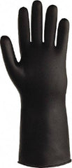 SHOWA - Size S (7), 14" Long, 25 mil Thick, Butyl Chemical Resistant Gloves - Textured Finish, Rolled Cuff, ANSI Abrasion Level 0, ANSI Cut Level 0, ANSI Puncture Level 0, Black - Exact Tool & Supply