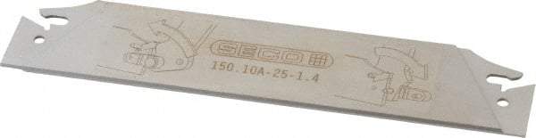 Seco - 0.984" Blade Height, 0.047" Blade Width, 5.91" OAL, Neutral Cut, Double End Indexable Cut-Off Blade - 150.10A Blade, 150.10 Series - Exact Tool & Supply