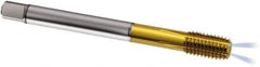 Guhring - M10x1.00 Metric Fine 6HX D7/D8 Thread Limit Modified Bottoming Thread Forming Tap - Powdered Metal High Speed Steel, TiN Finish, 90mm OAL, Series 338 - Exact Tool & Supply