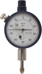 Mitutoyo - Dial Drop Indicators; Maximum Measurement (Decimal Inch): 0.2500 ; Dial Graduation (Decimal Inch): 0.001000 ; Dial Reading: 0-100 ; Accuracy (Decimal Inch): 0.001 ; Dial Color: White ; Minimum Measurement (Decimal Inch): 0.001 - Exact Tool & Supply
