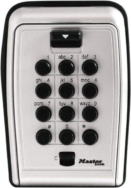 Master Lock - 3-1/8" Wide x 4.6" Overall Height, Push Button Combination, Wall Mount Key Safe - Zinc Finish - Exact Tool & Supply