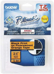 Brother - 3/4" Wide x 196.8" Long, Fluorescent Orange Plastic/Paper Tape Cassette - For Label Maker - Exact Tool & Supply
