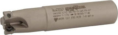 Iscar - 3/4" Cut Diam, 0.2" Max Depth of Cut, 3/4" Shank Diam, 3-1/2" OAL, Indexable Square Shoulder Helical End Mill - HM390 TCKT 0703PCTR Inserts, Weldon Shank, 0° Lead Angle, Through Coolant, Series HeliIQMill - Exact Tool & Supply