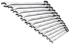 SK - 13 Piece, 8 to 19mm, 12 Point, Combination Wrench Set - Metric System of Measurement, Chrome Finish, Comes in Roll - Exact Tool & Supply
