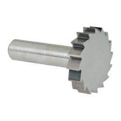 Made in USA - 1-1/2" Diam x 5/16" Face Width, Solid Carbide, 16 Teeth, Shank Connection Woodruff Keyseat Cutter - Uncoated, 2-5/16" OAL x 1/2" Shank, Straight Teeth, ANSI 1012, Old Standard 25 - Exact Tool & Supply