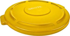 Rubbermaid - Round Lid for Use with 55 Gal Round Trash Cans - Yellow, Polyethylene, For Brute Trash Cans - Exact Tool & Supply