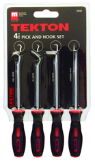 4 Piece - Hose Remover Set - Includes: 4 Hose Removers with long and short; standard and offset hooks - Long pullers are 13" long - Exact Tool & Supply