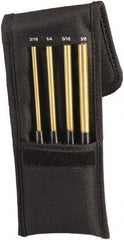 Starrett - 4 Piece, 3/16 to 3/8", Pin Punch Set - Round Shank, Brass, Comes in Pouch - Exact Tool & Supply