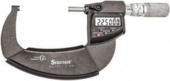 Starrett - 2 to 3" Range, Standard Throat IP67 Electronic Outside Micrometer - Friction Thimble, Carbide Face, CR2032 Battery - Exact Tool & Supply