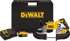 DeWALT - 20 Volt, 44-7/8" Blade, 490 SFPM Cordless Portable Bandsaw - 4-3/4" (Round) & 5" x 4-3/4" (Rectangle) Cutting Capacity, Lithium-Ion Battery Included - Exact Tool & Supply