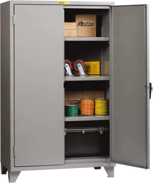 Little Giant - 3 Shelf Locking Storage Cabinet - Steel, 60" Wide x 30" Deep x 78" High, Gray - Exact Tool & Supply