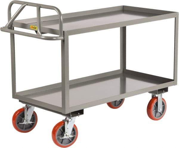 Little Giant - 3,600 Lb Capacity, 30" Wide x 53-1/2" Long x 42" High Shelf Cart - 2 Shelf, Steel - Exact Tool & Supply