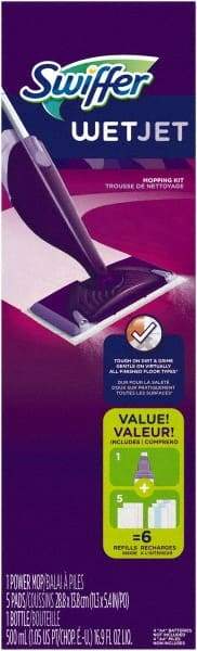 Swiffer - Silver, Purple & White Mopping Kit - 7" Long x 5" Wide Head, 46" Long Handle, Microfiber Head - Exact Tool & Supply