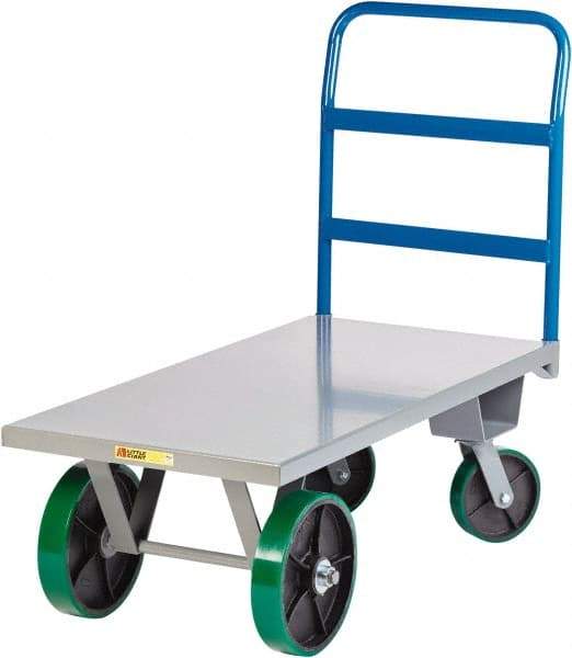 Little Giant - 4,000 Lb Capacity Steel Platform Truck - Steel Deck, 30" OAW, Polyurethane Casters - Exact Tool & Supply