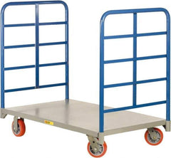 Little Giant - 3,600 Lb Capacity Steel Double End Rack Platform Truck - Steel Deck, 24" OAW, Polyurethane Casters - Exact Tool & Supply