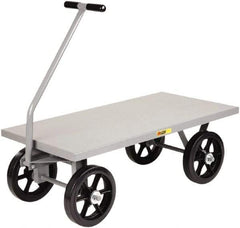 Little Giant - 3,500 Lb Capacity Steel Heavy-Duty Wagon - Steel Deck, 30" OAW, Mold On Rubber Casters - Exact Tool & Supply