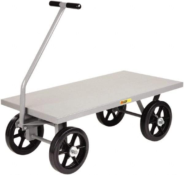 Little Giant - 3,500 Lb Capacity Steel Heavy-Duty Wagon - Steel Deck, 30" OAW, Mold On Rubber Casters - Exact Tool & Supply