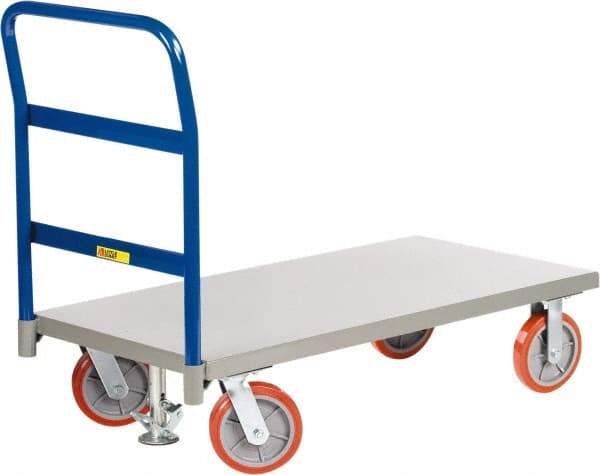 Little Giant - 3,600 Lb Capacity Steel Platform Truck - Steel Deck, 24" OAW, 36" Platform Length x 11" Platform Height, Polyurethane Casters - Exact Tool & Supply
