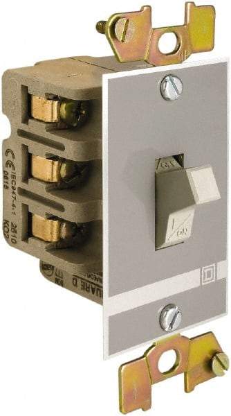 Square D - 2 Poles, 30 Amp, Open Toggle Manual Motor Starter - 1 hp at 90 VDC, 1-1/2 hp at 230 VDC, 2 hp at 115 VAC, 2 hp at 115 VDC, 2 hp at 230 VAC, 3 hp at 460 VAC & 3 hp at 575 VAC, CE, CSA & UL Recognized - Exact Tool & Supply
