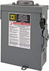 Square D - 60 Amp, 240 V, 3 Pole Nonfused Safety Switch - NEMA 3R, 10 hp at 240 VAC (Single Phase), 15 hp at 240 VAC (Triple Phase), 3PST Contact Form - Exact Tool & Supply