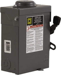 Square D - 60 Amp, 240 V, 2 Pole Nonfused Safety Switch - NEMA 3R, 10 hp at 240 VAC (Single Phase), DPST Contact Form - Exact Tool & Supply