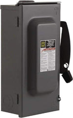 Square D - 100 Amp, 240 V, 3 Pole Fused Safety Switch - NEMA 3R, 15 hp at 240 VAC (Single Phase), 30 hp at 240 VAC (Triple Phase), 3PST Contact Form - Exact Tool & Supply