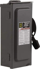 Square D - 60 Amp, 240 V, 2 Pole Fused Safety Switch - NEMA 3R, 10 hp at 240 VAC (Single Phase), 15 hp at 240 VAC (Triple Phase), DPST Contact Form - Exact Tool & Supply