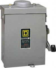 Square D - 30 Amp, 240 V, 2 Pole Fused Safety Switch - NEMA 3R, 3 hp at 240 VAC (Single Phase), 7.5 hp at 240 VAC (Triple Phase), DPST Contact Form - Exact Tool & Supply