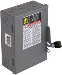Square D - 60 Amp, 240 V, 3 Pole Nonfused Safety Switch - NEMA 1, 10 hp at 240 VAC (Single Phase), 15 hp at 240 VAC (Triple Phase), 3PST Contact Form - Exact Tool & Supply