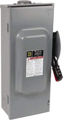 Square D - 100 Amp, 600 VAC/VDC, 3 Pole Fused Safety Switch - NEMA 3R, 30 hp at 480 VAC (Single Phase), 75 hp at 600 VAC, 50 hp at 600 VDC (Triple Phase), 3PST Contact Form - Exact Tool & Supply