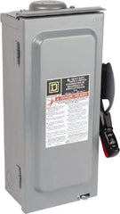 Square D - 30 Amp, 240 VAC, 250 VDC, 3 Pole Fused Safety Switch - NEMA 3R, 3 hp at 240 VAC (Single Phase), 7.5 hp at 240 VAC, 5 hp at 250 VDC (Triple Phase), 3PST Contact Form - Exact Tool & Supply
